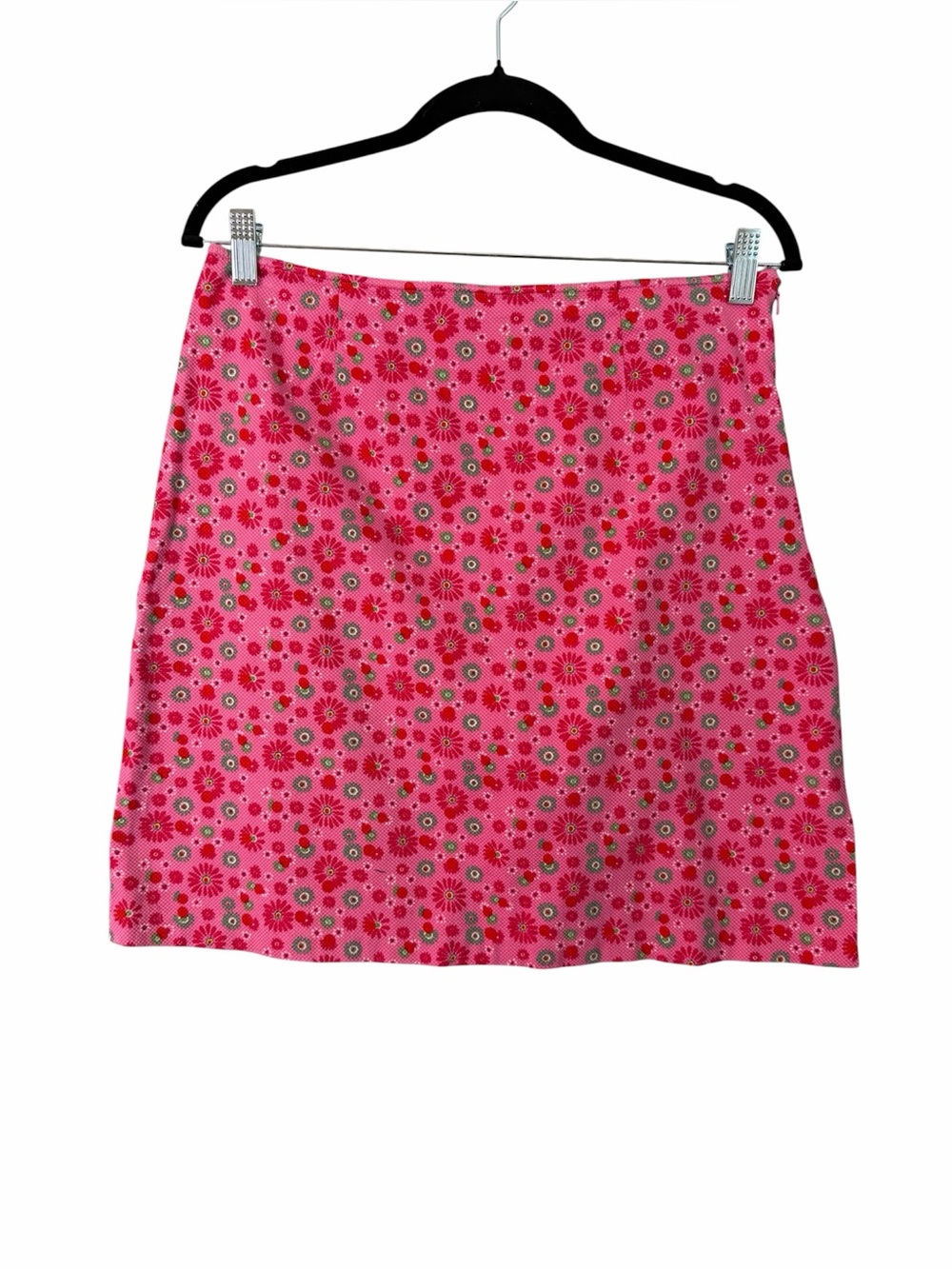 90s Pink Floral Mini Skirt Preppy Vintage (31” Waist)